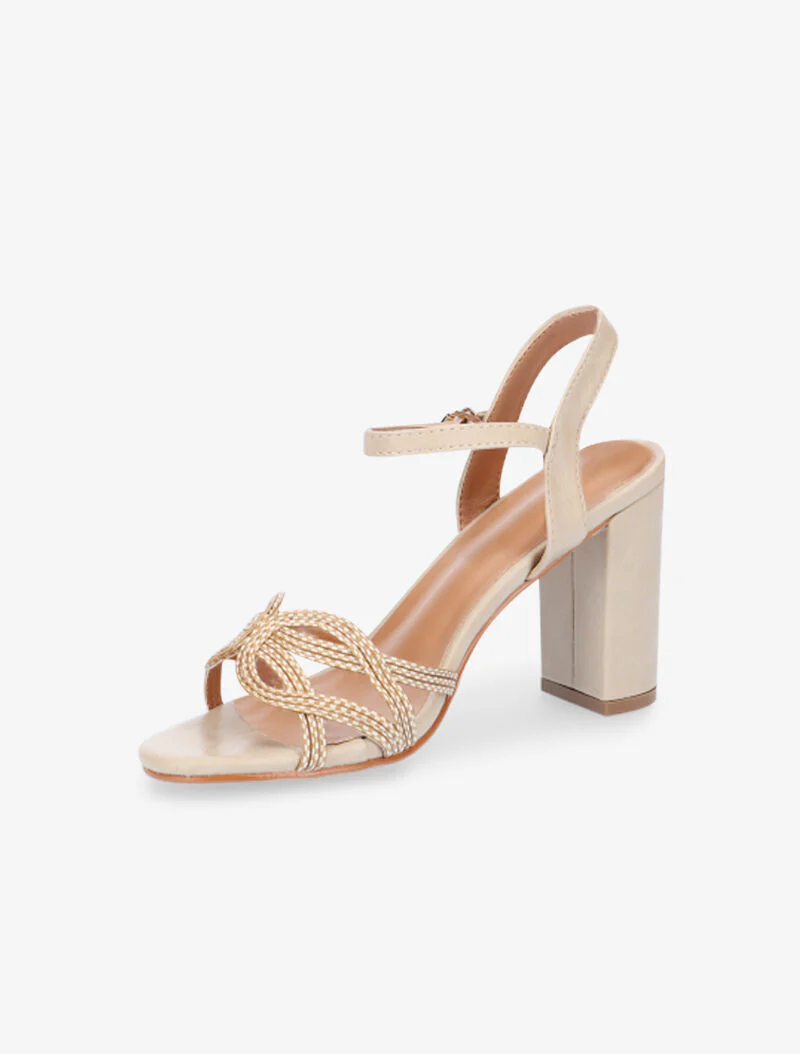 Sandales à bride avant effet entrelacé - beige - Image 3