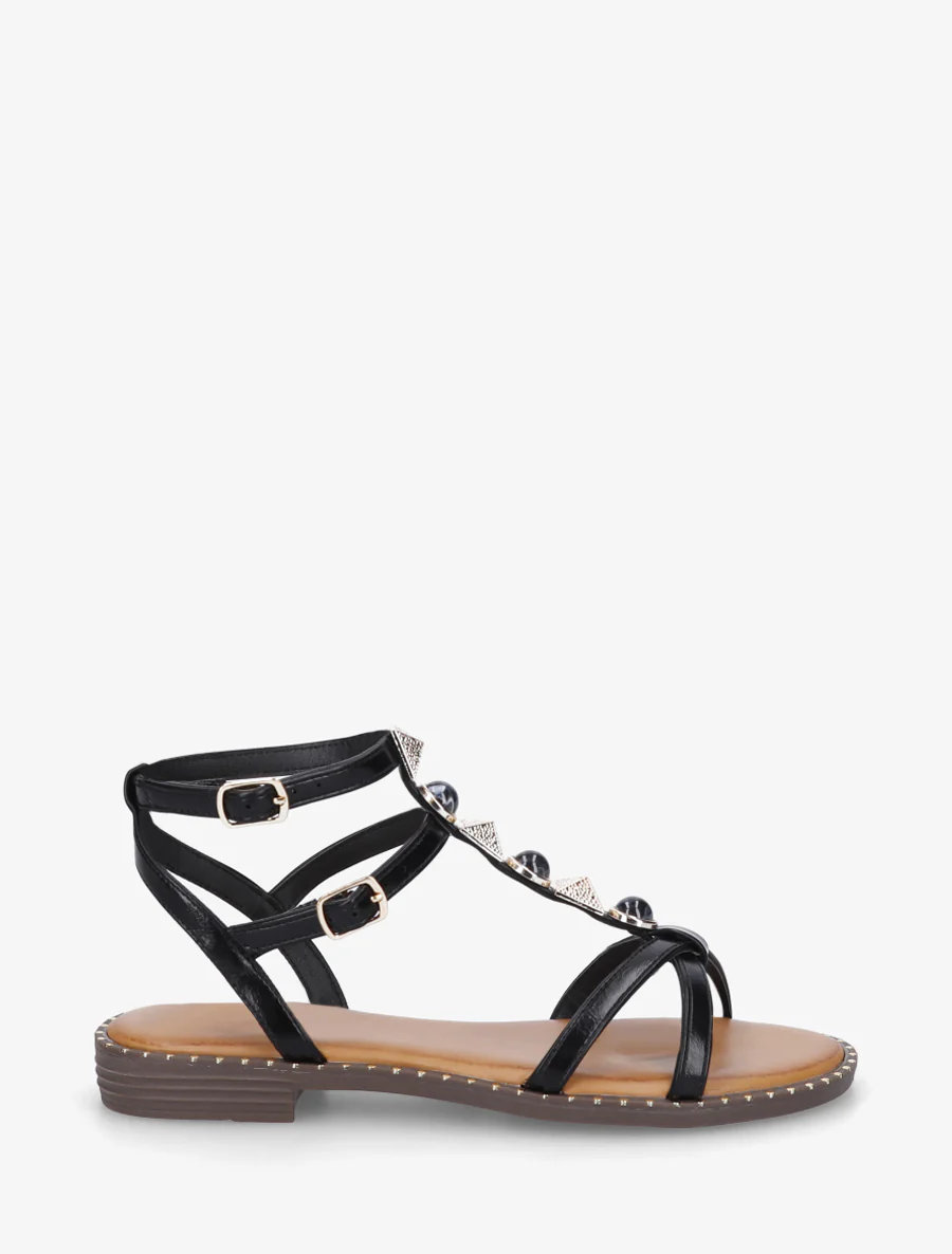 Sandales à bride bijoux - Noir