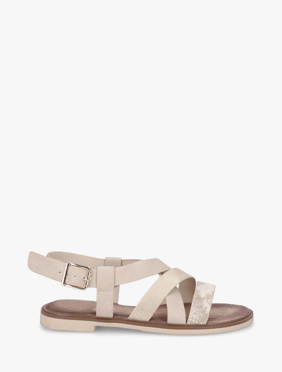Sandales à brides croisées et irisées en simili - Beige