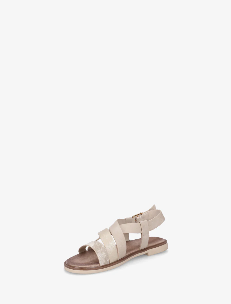 Sandales à brides croisées et irisées en simili - Beige - Image 3