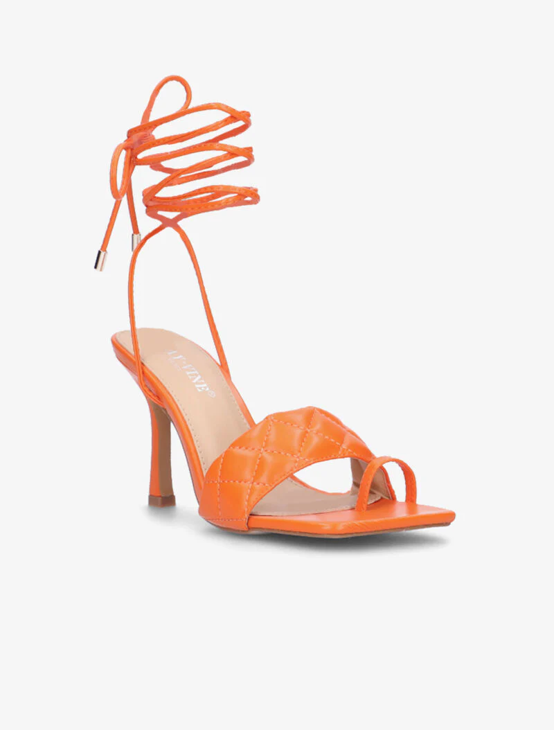 Sandales à brides effet capitonné et liens - orange - Image 2