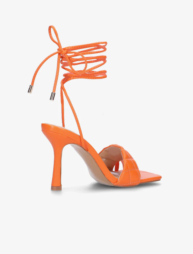 Sandales à brides effet capitonné et liens - orange - Image 4