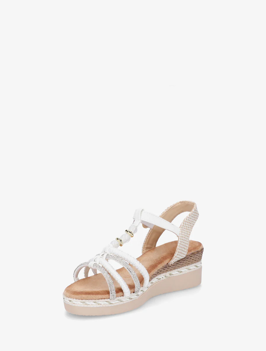 Sandales à brides tressées et strassées - Blanc - Image 3