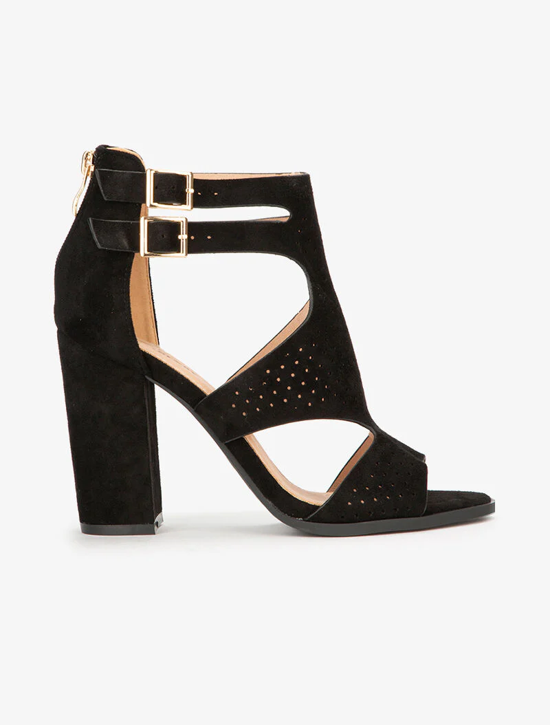 Sandales à claque stylisée piquetée - noir