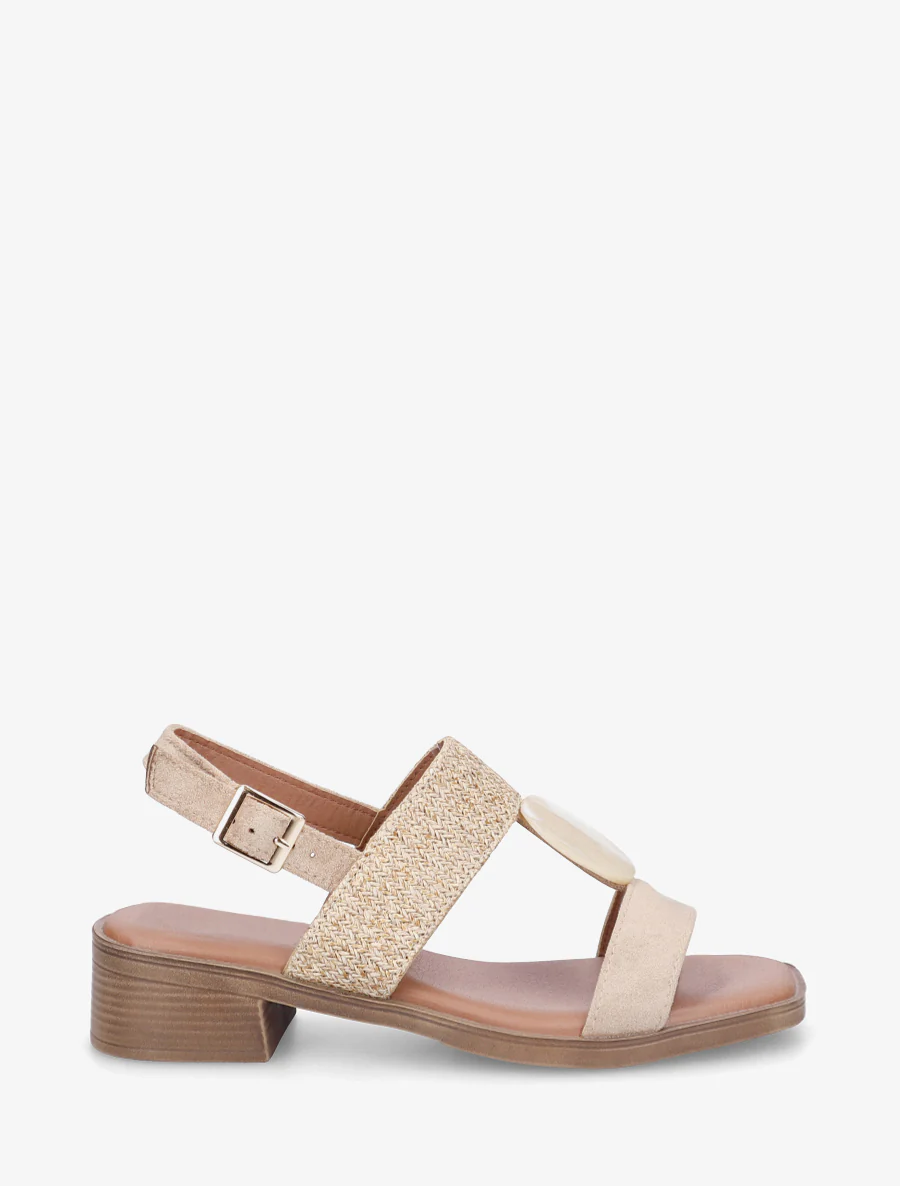 Sandales à empiècement bijou style pierre - Beige