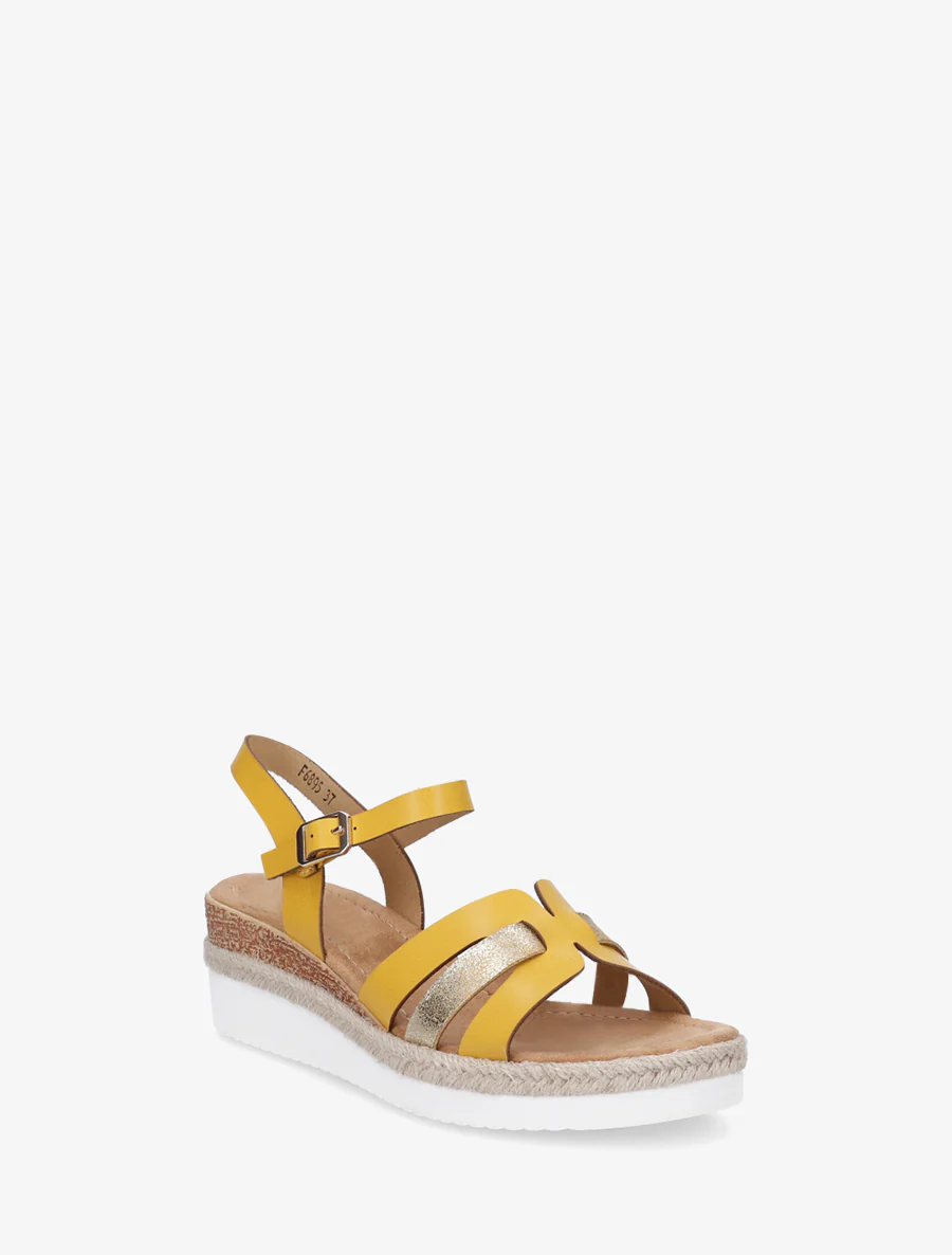 Sandales à semelle compensée ornée d'une tresse - Jaune - Image 2