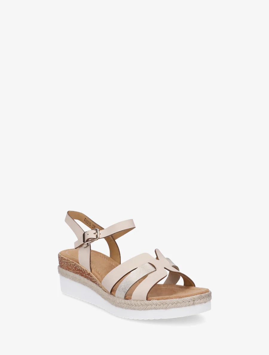 Sandales à semelle compensée ornée d'une tresse - Beige - Image 2