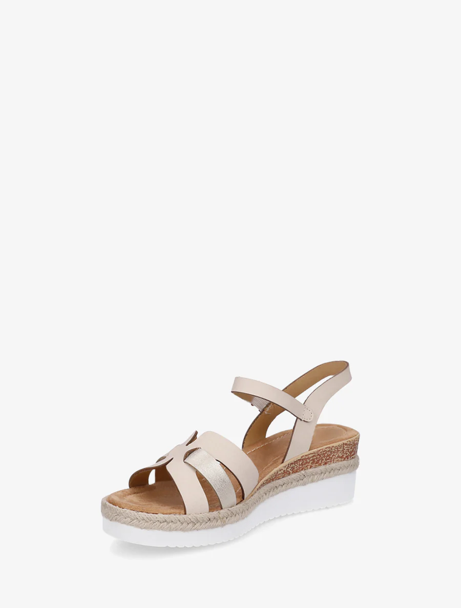 Sandales à semelle compensée ornée d'une tresse - Beige - Image 3