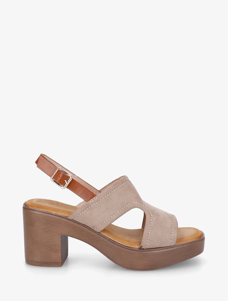 Sandales à talon à bride ajourée - Taupe