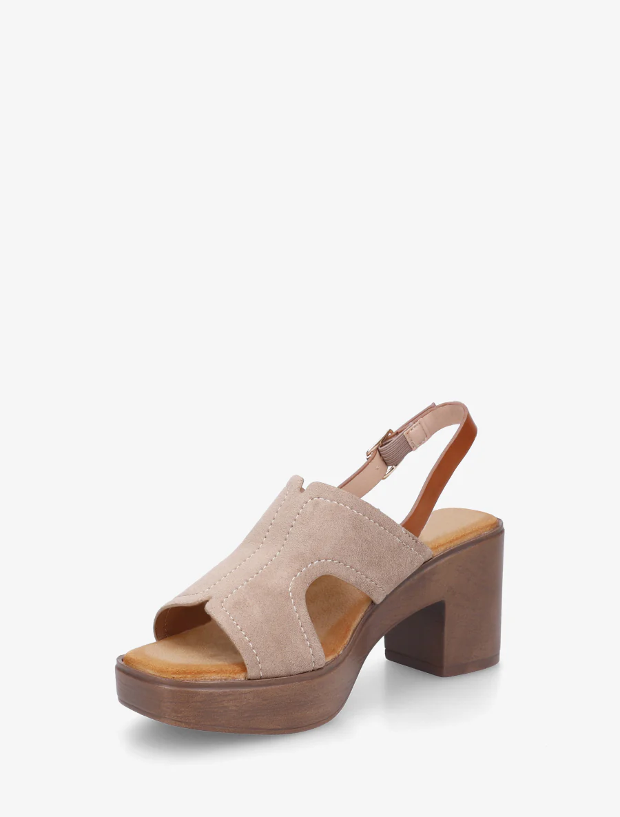 Sandales à talon à bride ajourée - Taupe - Image 3