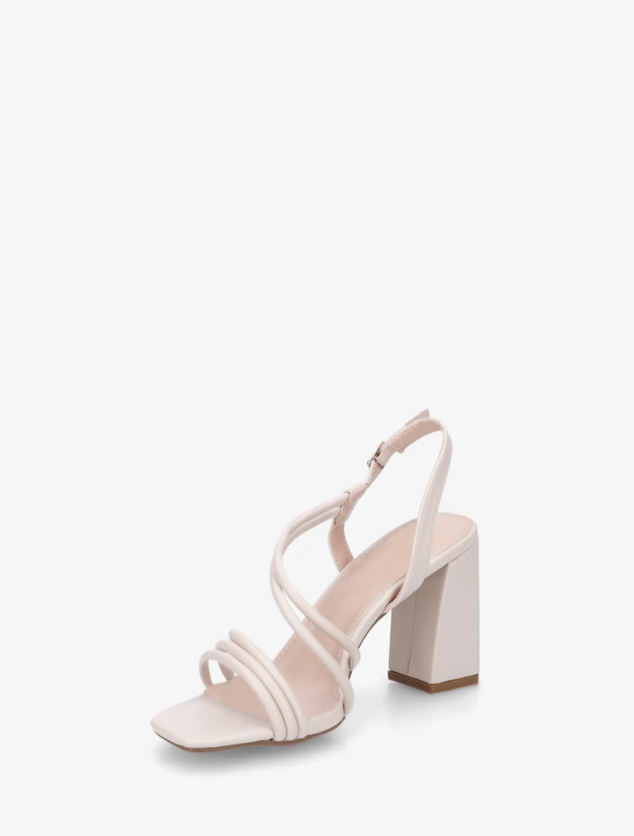 Sandales à talon et brides fines - Beige - Image 3