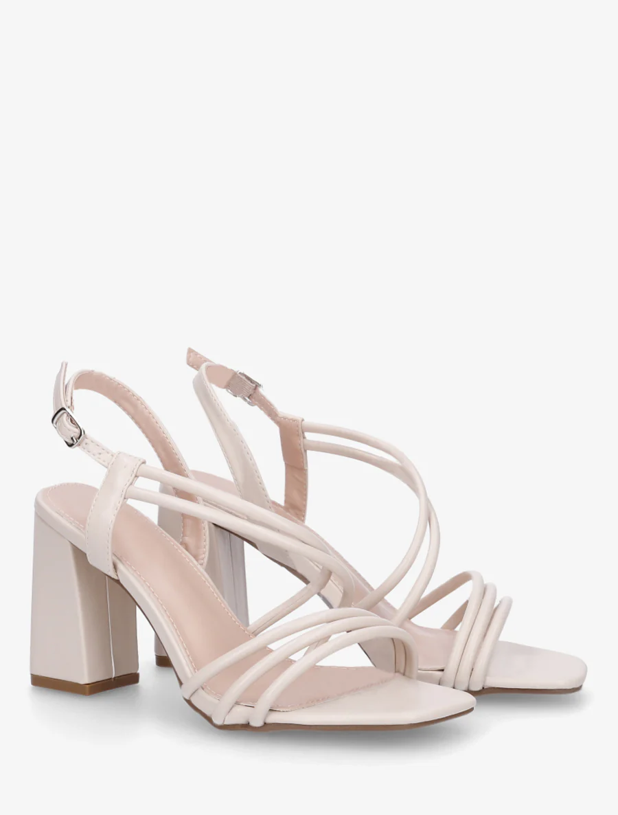 Sandales à talon et brides fines - Beige - Image 4