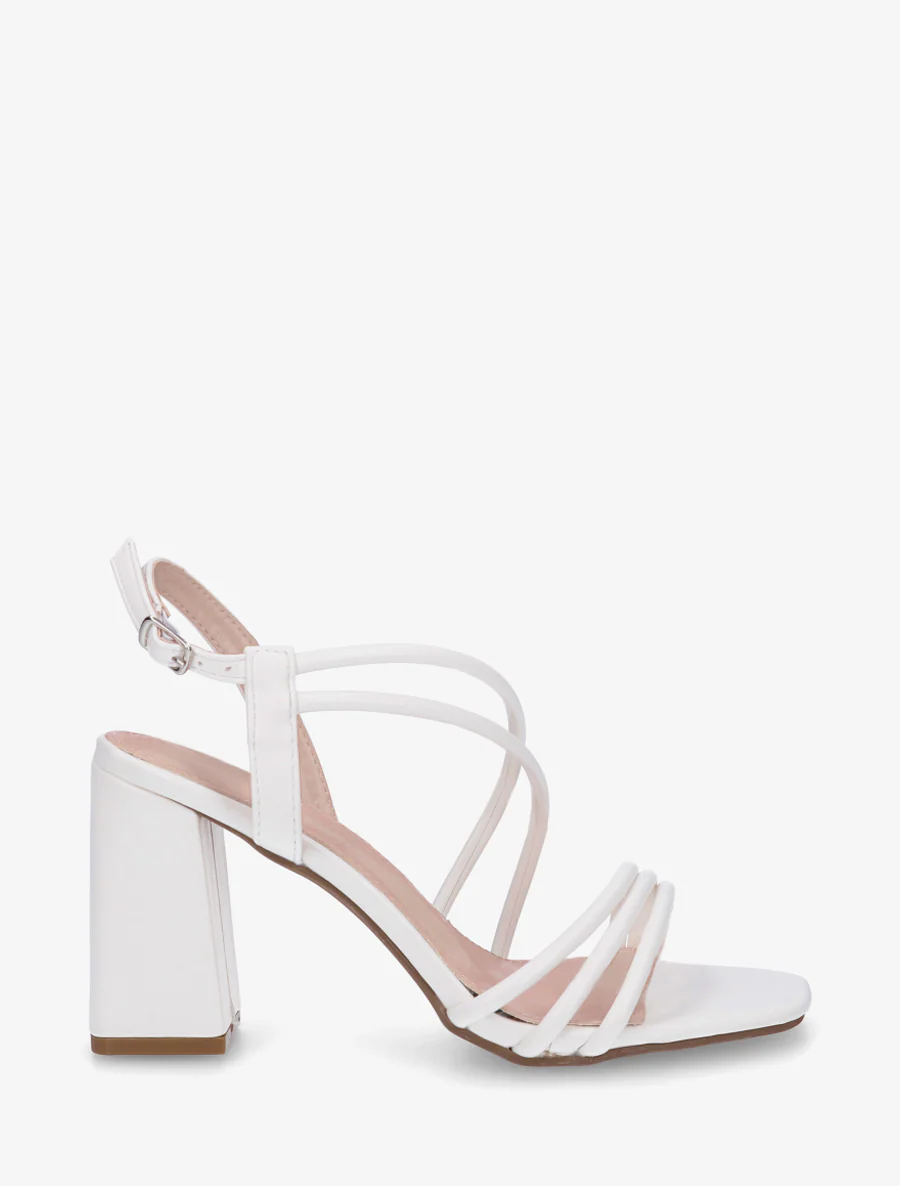 Sandales à talon et brides fines - Blanc