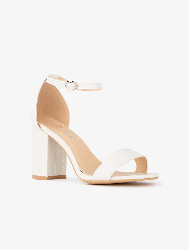 Sandales à talon et semelle effet croco - blanc - Image 2
