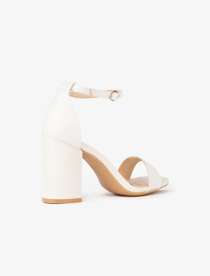 Sandales à talon et semelle effet croco - blanc - Image 4