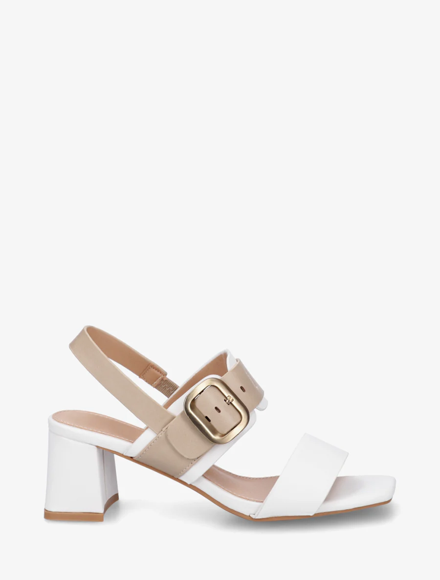 Sandales bicolore à talon - Blanc