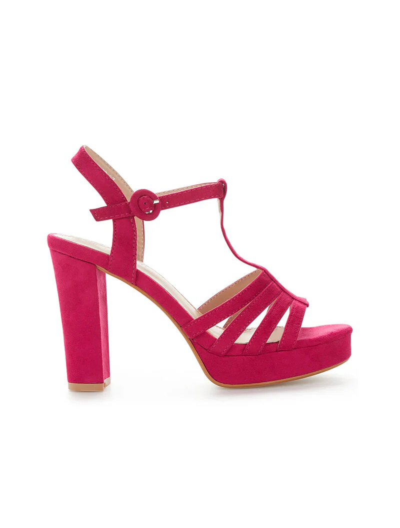 Sandales bloc hautes - fushia