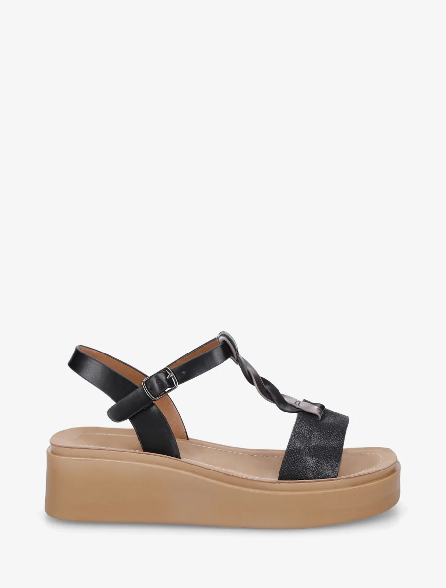 Sandales compenées à brides croisées - Noir