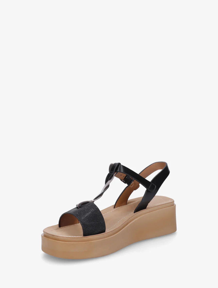 Sandales compenées à brides croisées - Noir - Image 3