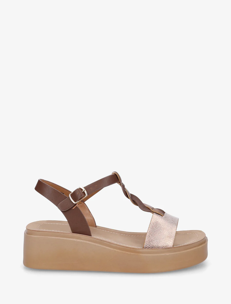 Sandales compenées à brides croisées - Marron