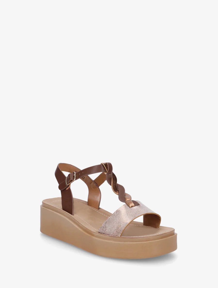 Sandales compenées à brides croisées - Marron - Image 2