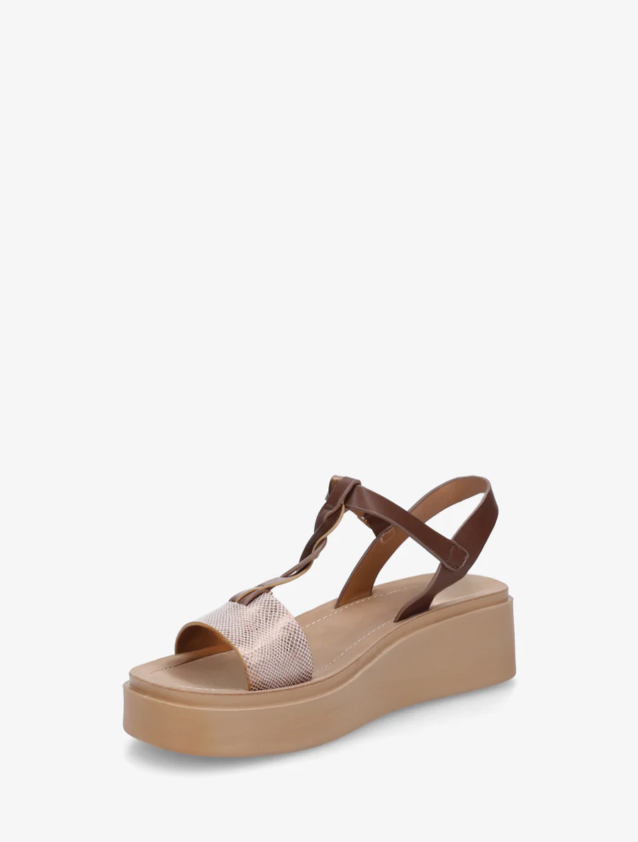 Sandales compenées à brides croisées - Marron - Image 3