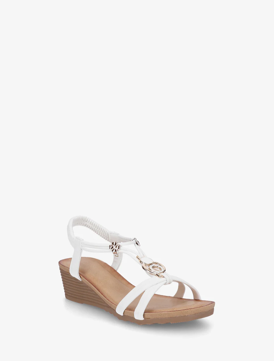 Sandales compensées à bijoux métalliques - Blanc - Image 2