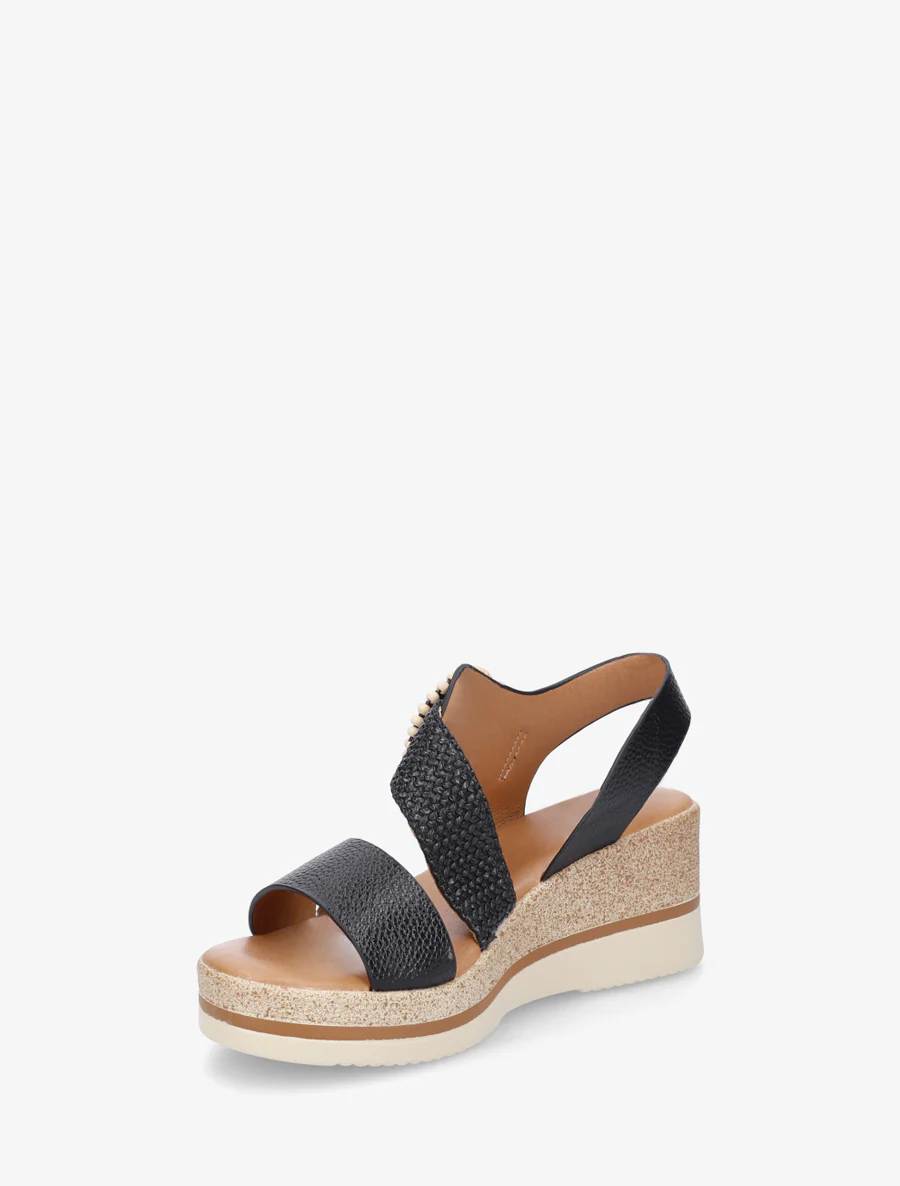 Sandales compensées à boucles stylisée - Noir - Image 3