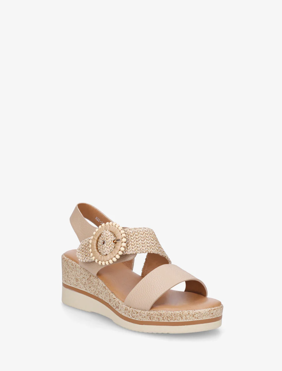 Sandales compensées à boucles stylisée - Taupe - Image 2