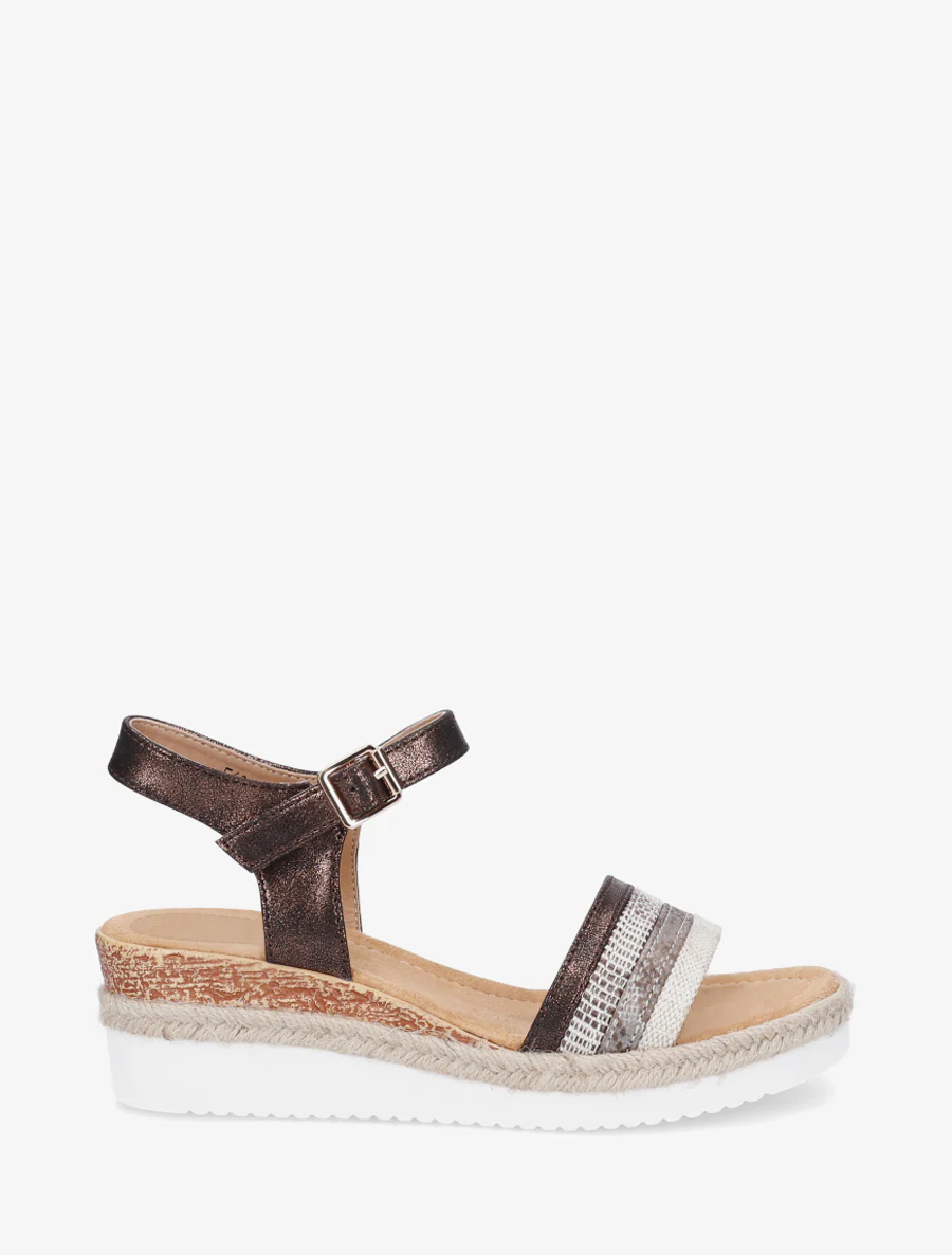 Sandales compensées à bride dépareillées - Marron