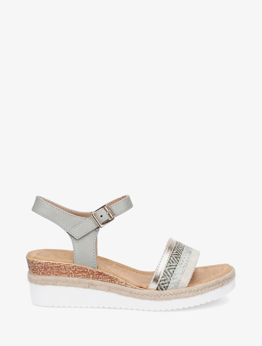 Sandales compensées à bride dépareillées - Kaki