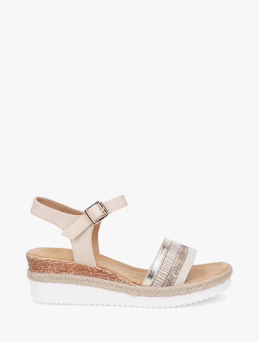 Sandales compensées à bride dépareillées - Beige