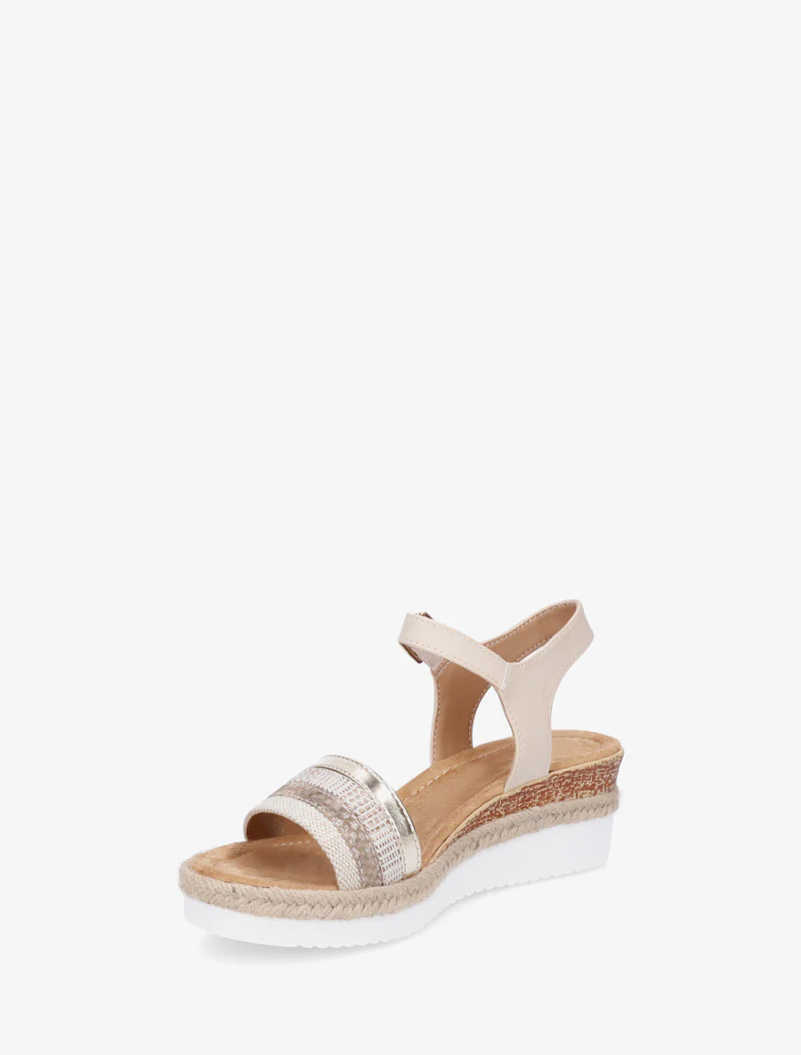 Sandales compensées à bride dépareillées - Beige - Image 3
