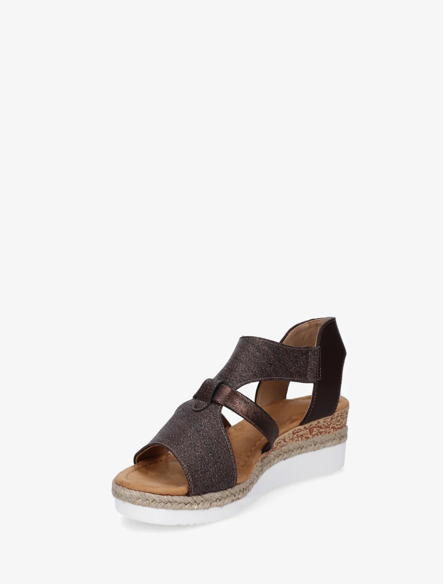 Sandales compensées à bride texturée - Marron - Image 3