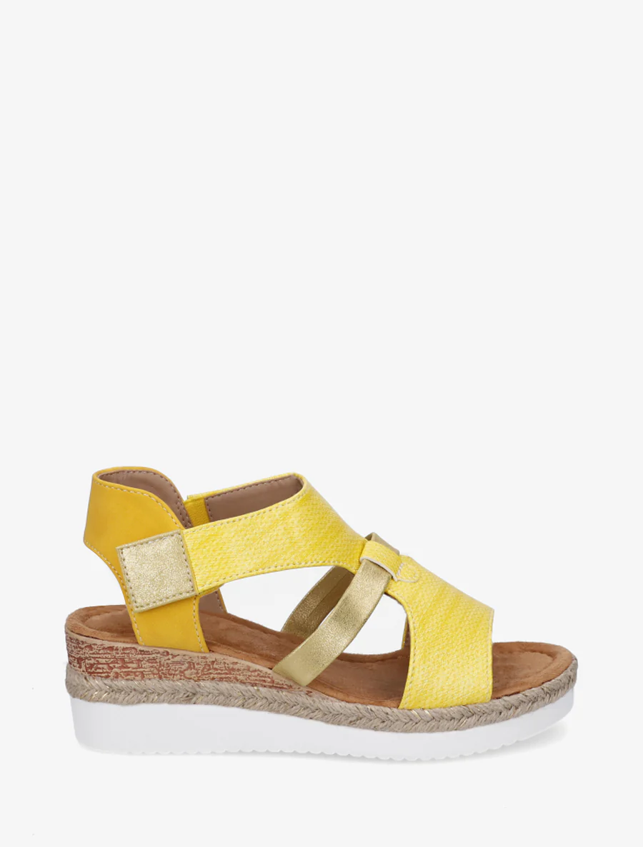 Sandales compensées à bride texturée - Jaune