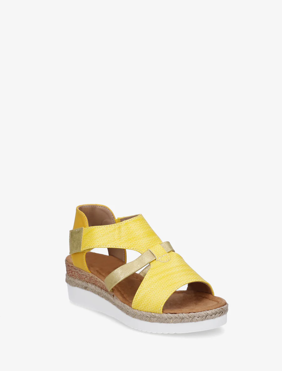 Sandales compensées à bride texturée - Jaune - Image 2