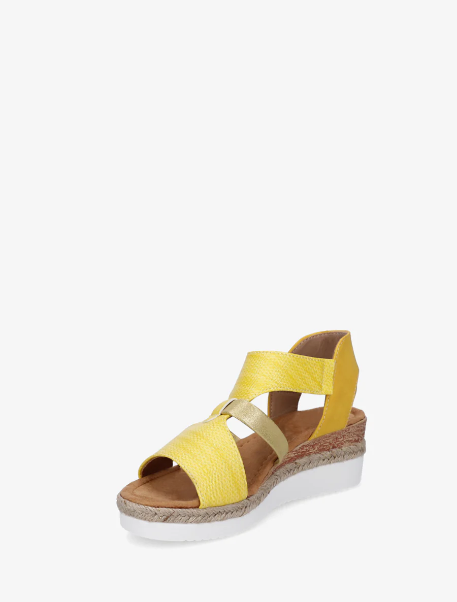 Sandales compensées à bride texturée - Jaune - Image 3