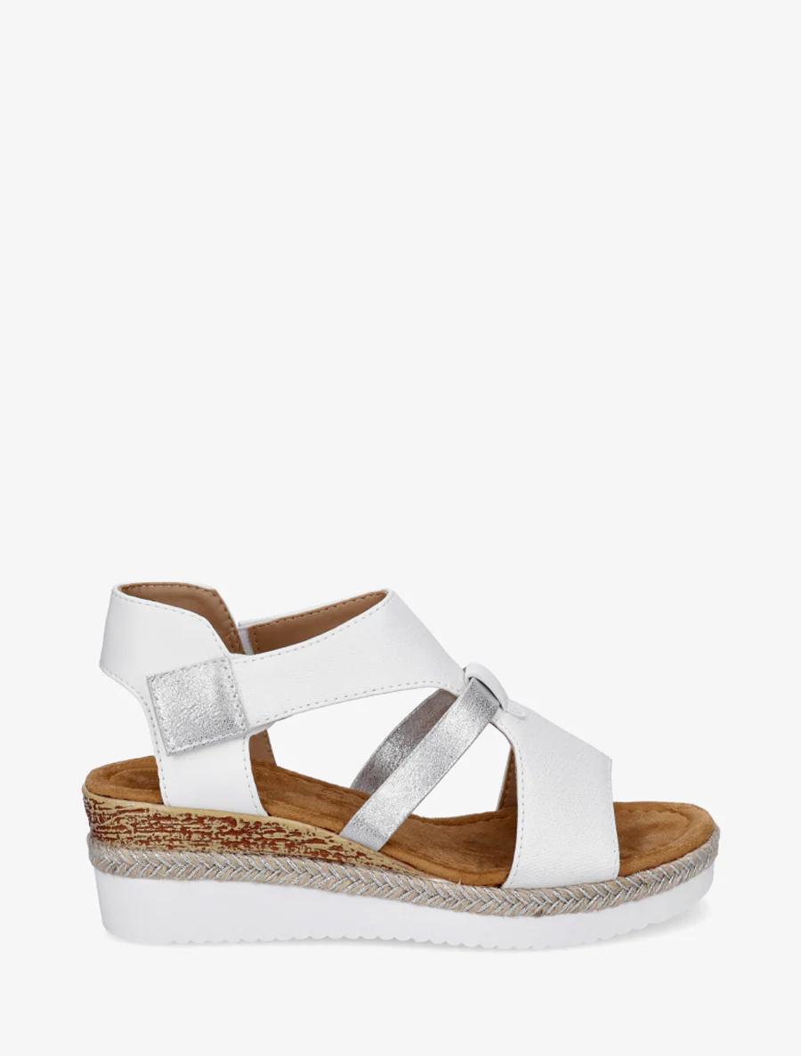 Sandales compensées à bride texturée - Blanc