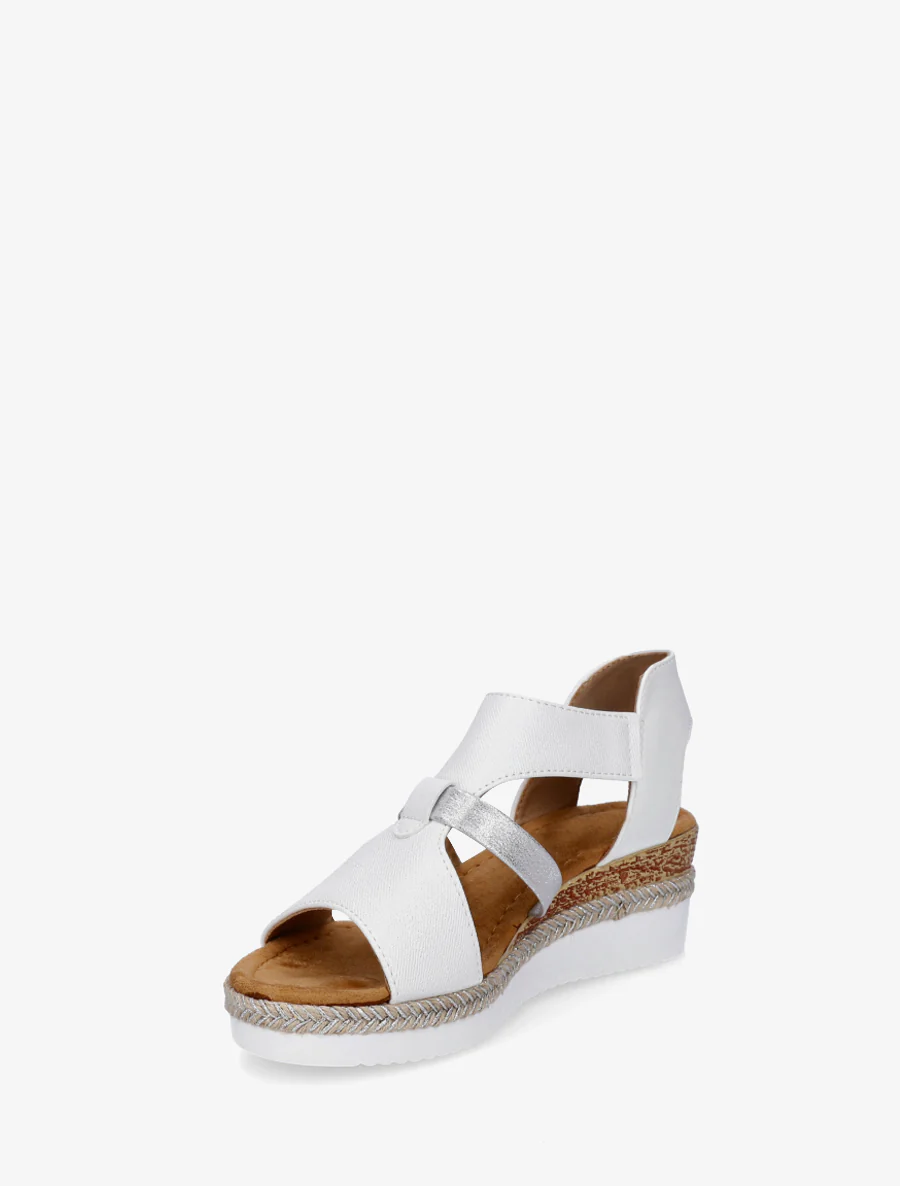 Sandales compensées à bride texturée - Blanc - Image 3