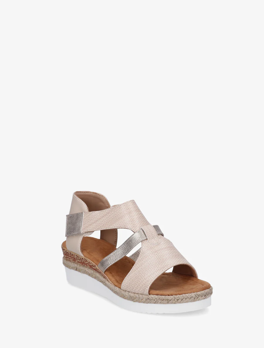 Sandales compensées à bride texturée - Beige - Image 2