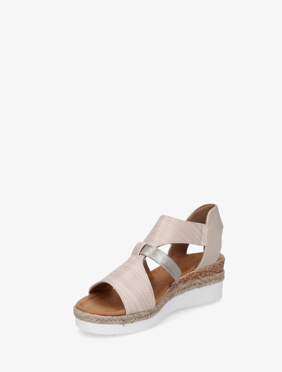 Sandales compensées à bride texturée - Beige - Image 3