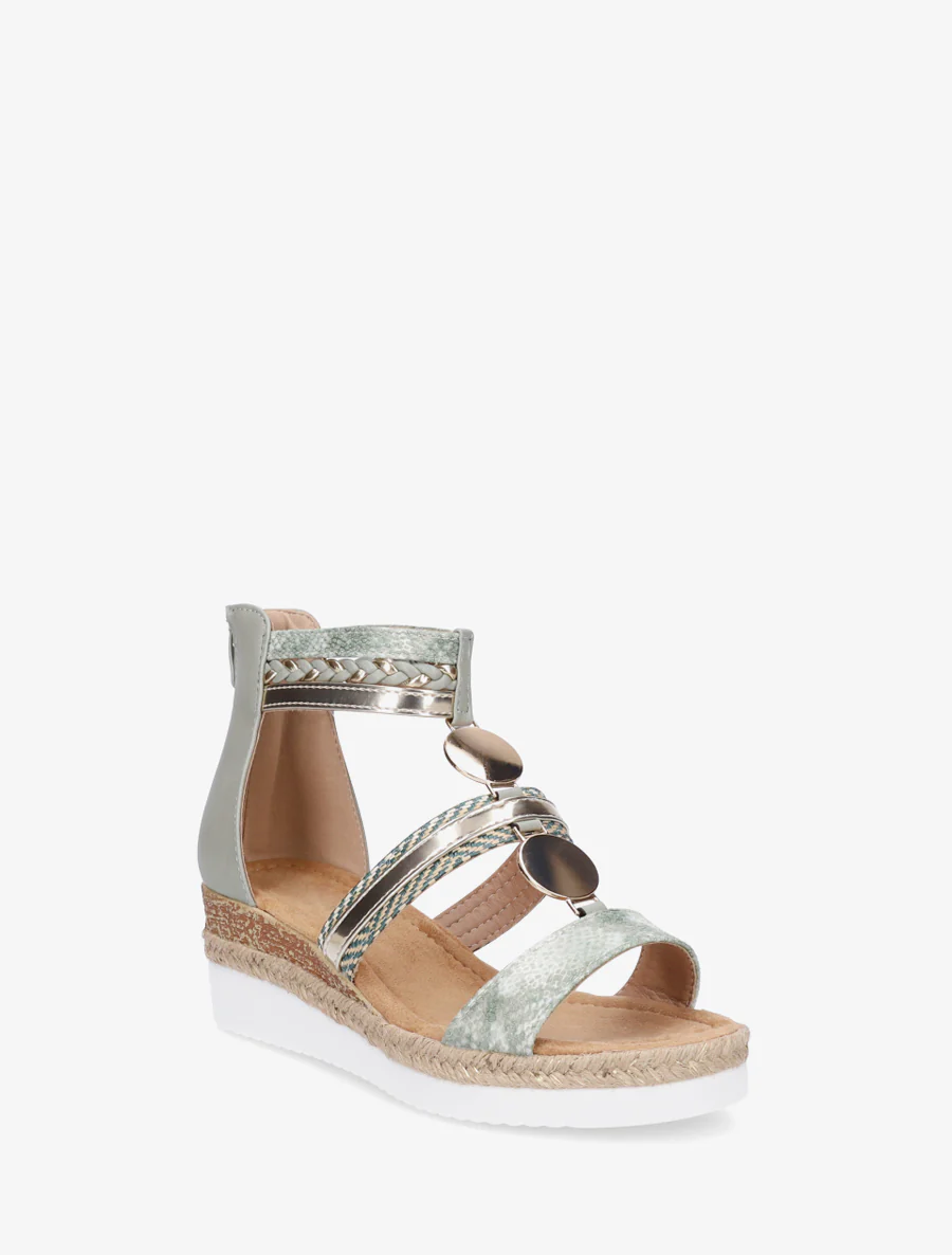 Sandales compensées à brides dépareillées - Vert - Image 2