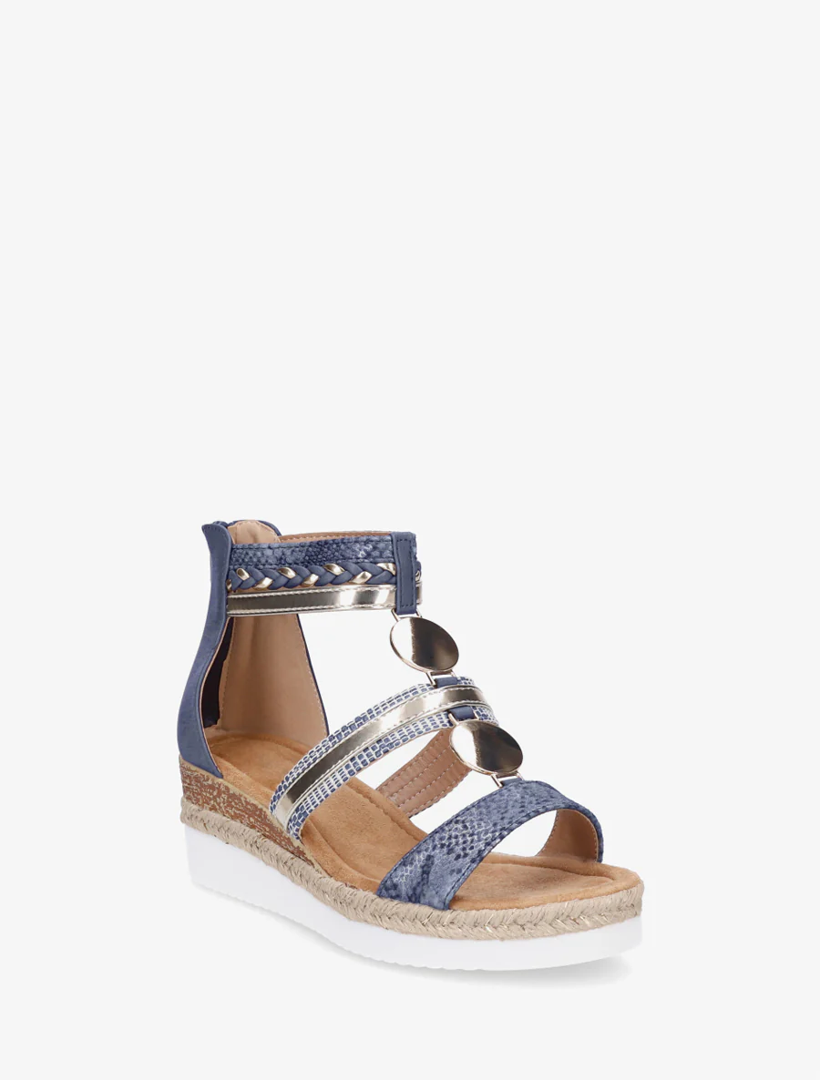 Sandales compensées à brides dépareillées - Bleu - Image 2