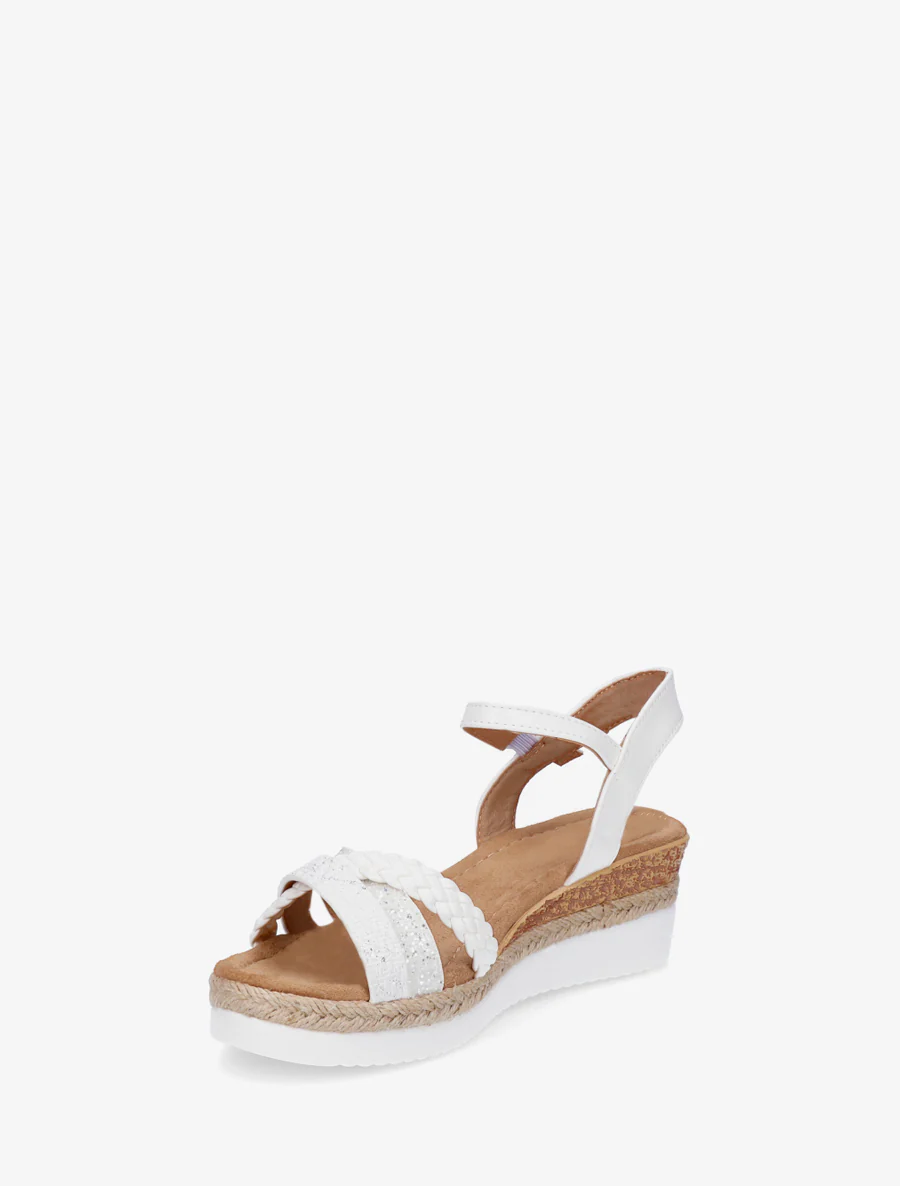 Sandales compensées à brides fantaisies pailletées - Blanc - Image 3