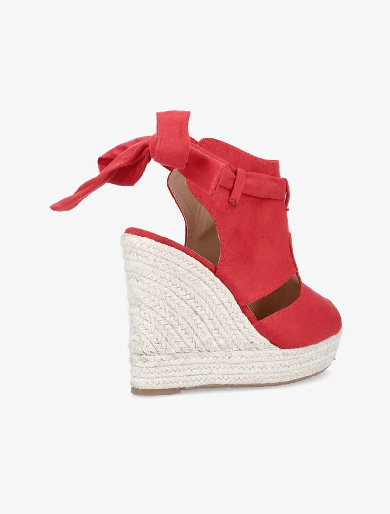 Sandales compensées à cheville nouée - rouge - Image 4