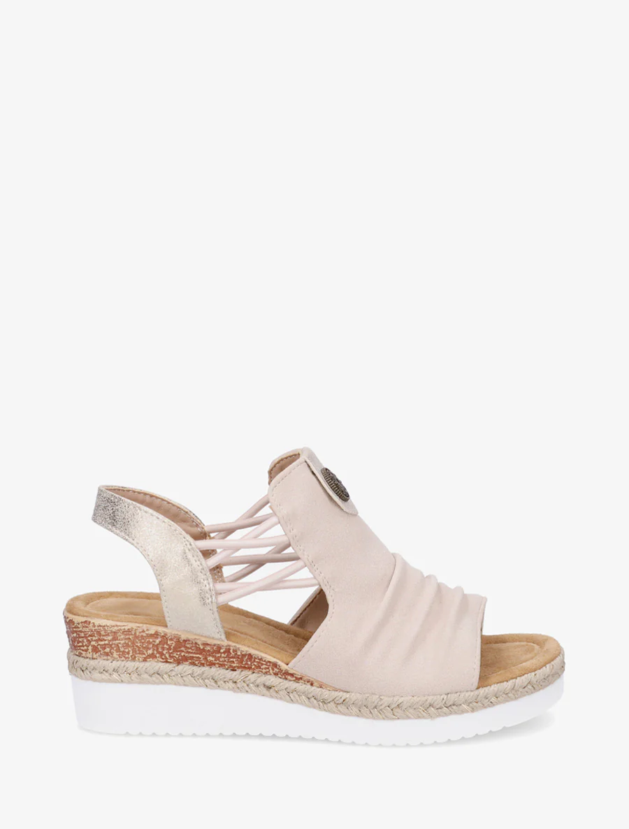 Sandales compensées à médaille rosace - Beige