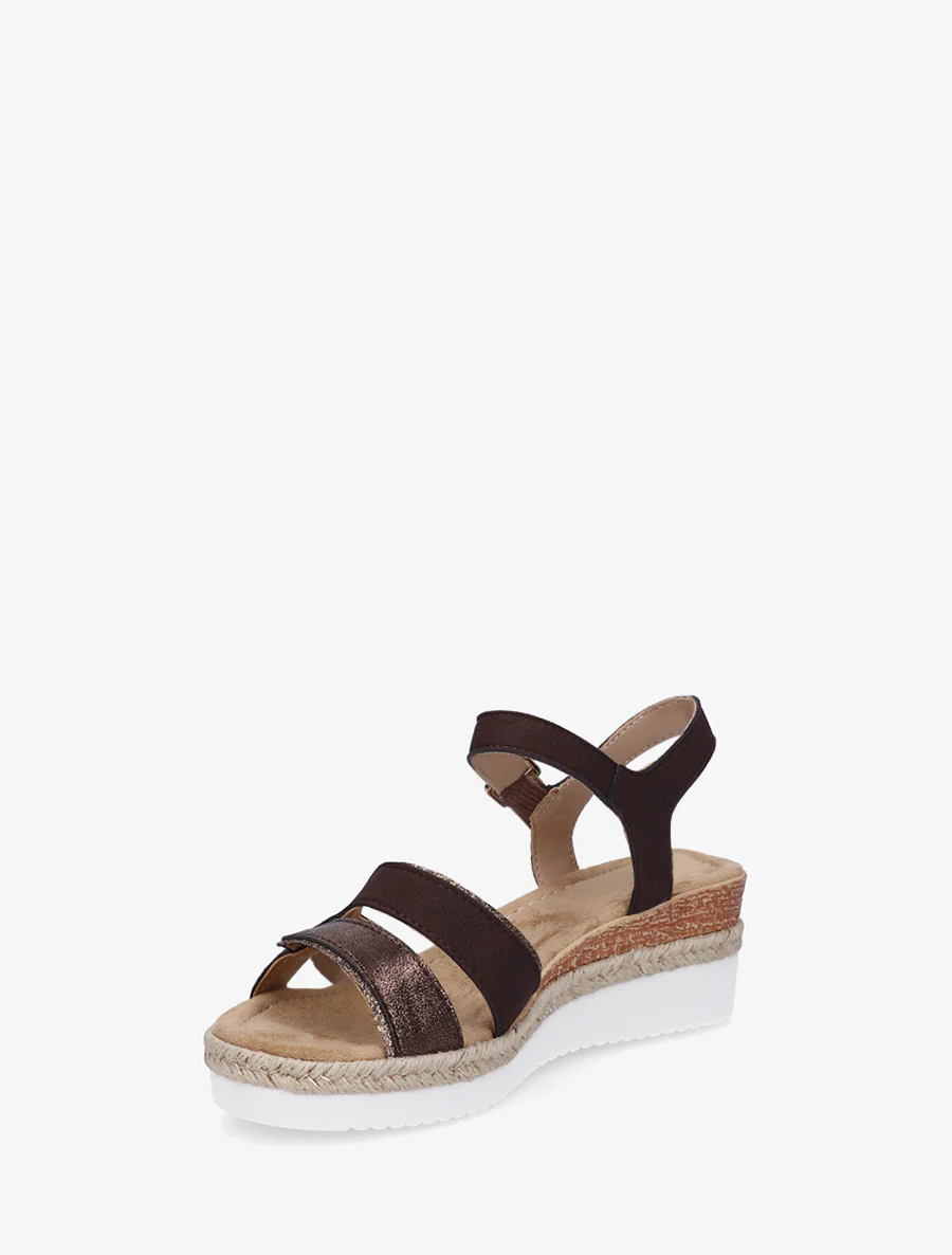 Sandales compensées bride fantaisie irisée - Marron - Image 3