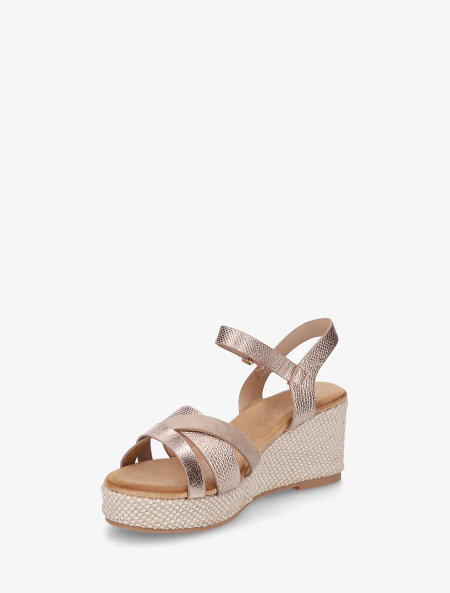 Sandales compensées effet python irisé - Rose gold - Image 3