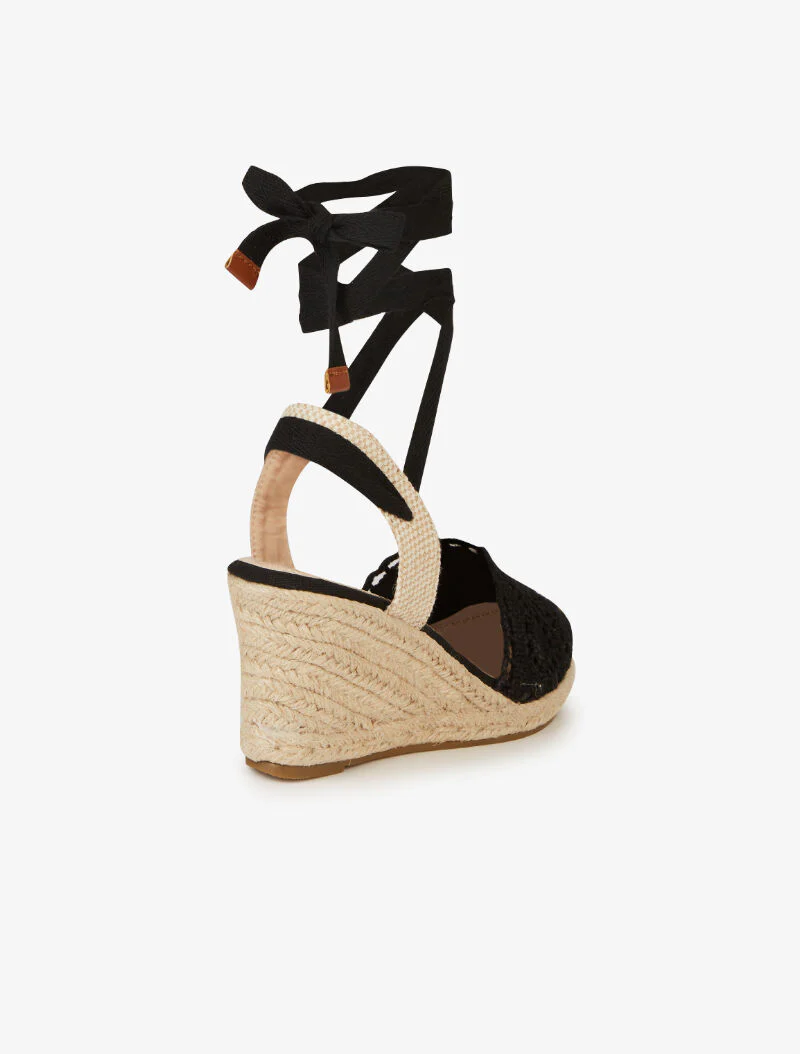 Sandales compensées en crochet - noir - Image 5