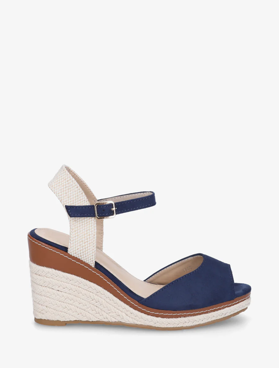 Sandales compensées style espadrille - Marine